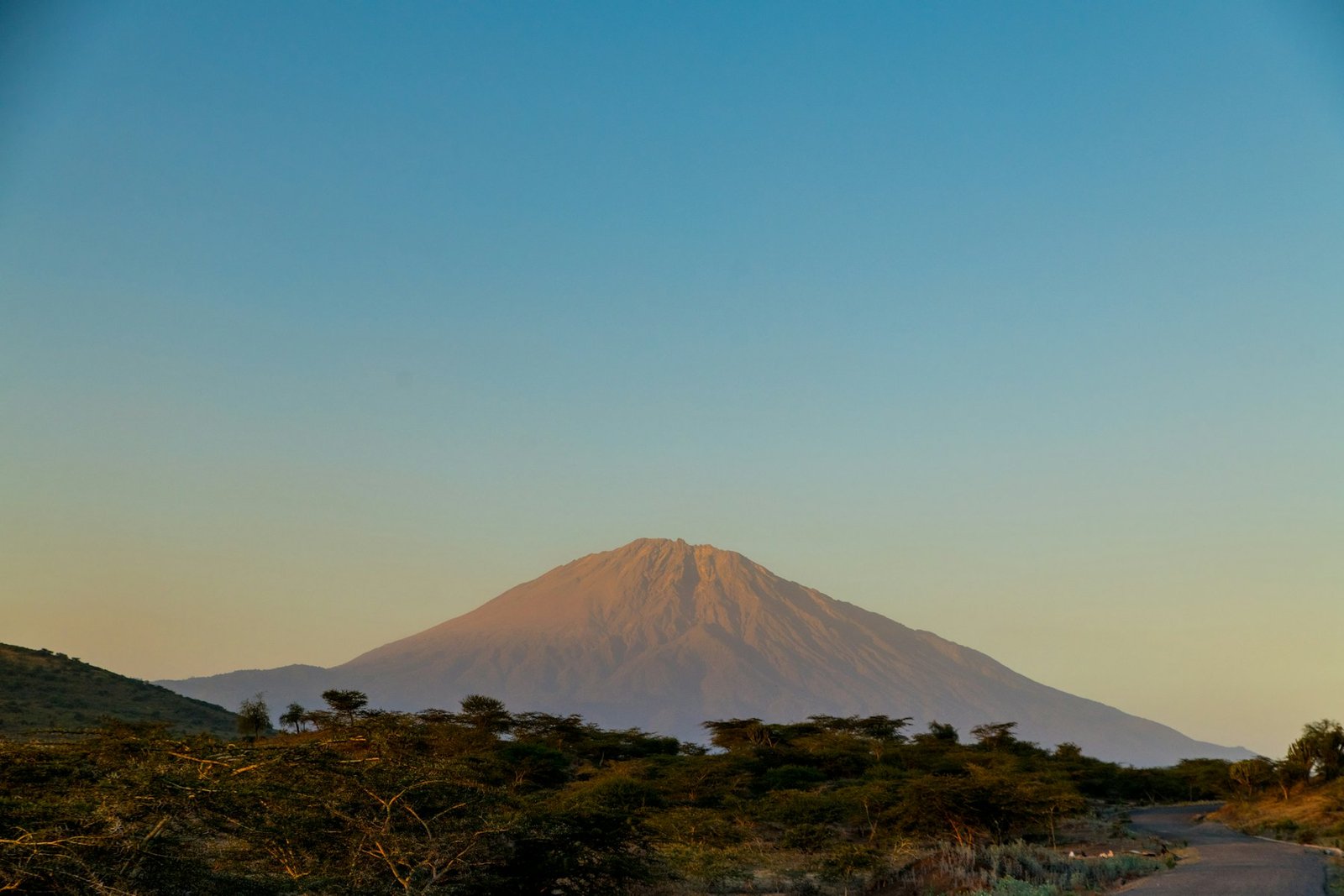 Mount Meru at sunset, seen from near Arusha